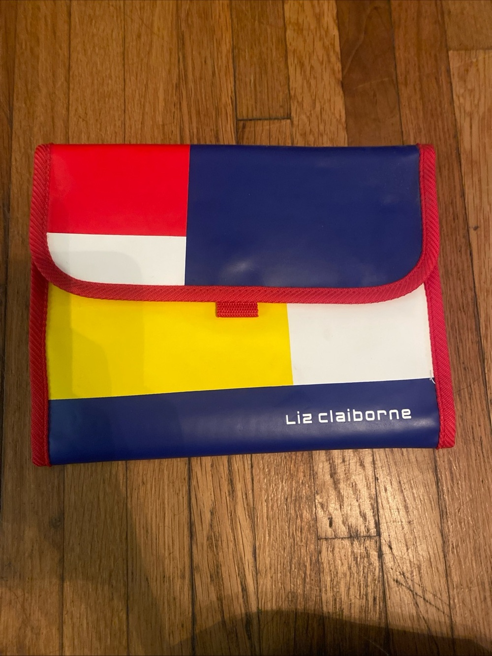 Vintage 80s Liz Claiborne Mondrian Color Block Cosmetic Bag Excellent Cond